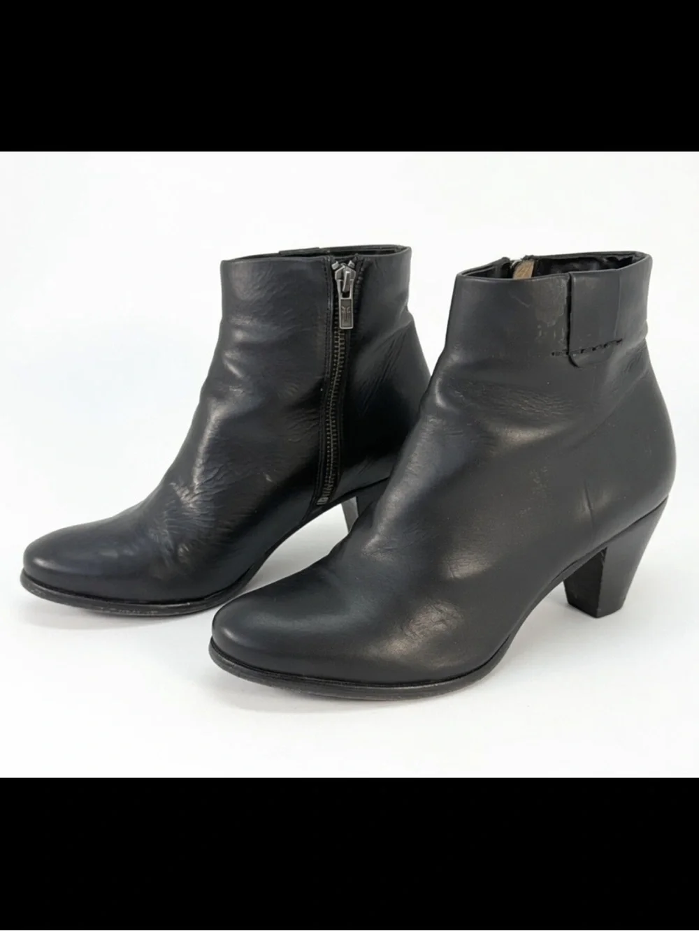 FRYE Phoebe Bootie Women's Side Zipper, Black Leather Ankle Boot Size 7.5